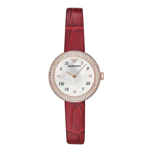 Emporio Armani AR11357 Two-Hand Red Leather Watch